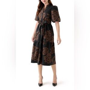 Sandra Darren Elegant Black and Tan Dress